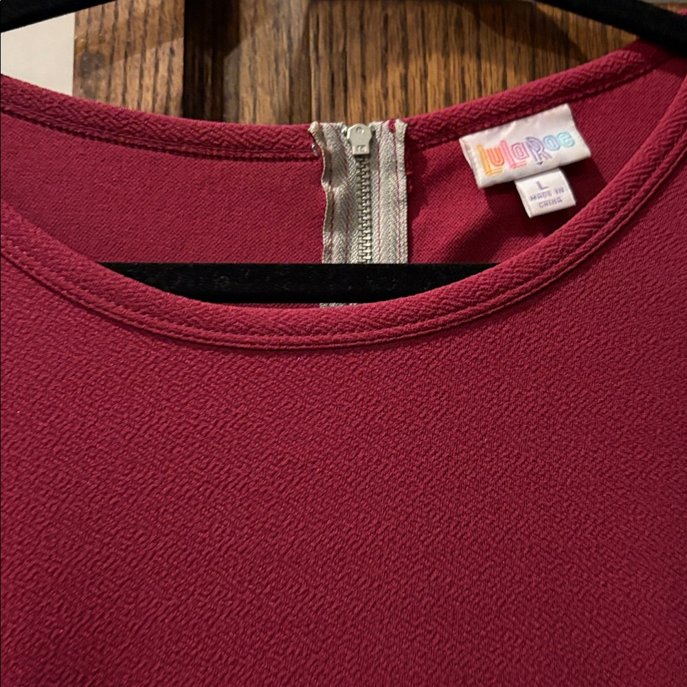 LuLaRoe Deep Red Top with Zipper